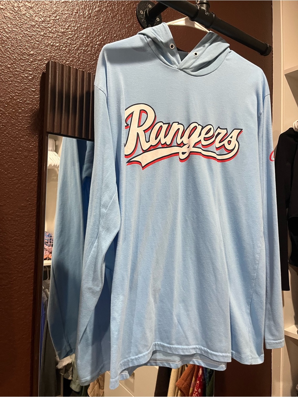 Texas Rangers Light Blue Hoodie Top